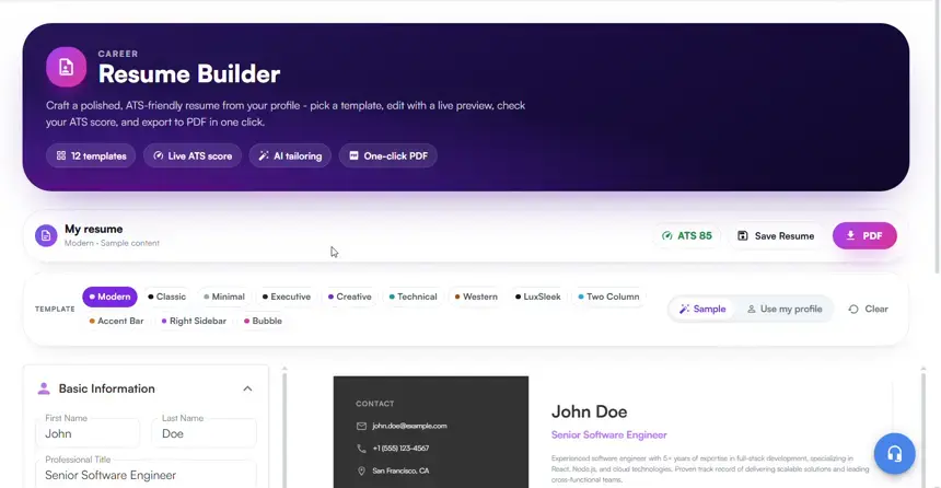 Resume built by AI — the AI Linc platform