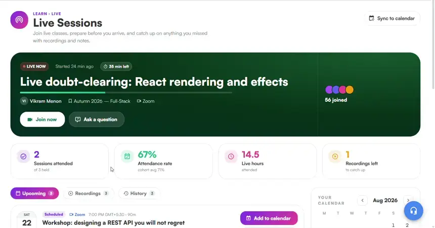 Live sessions and mentorship — the AI Linc platform